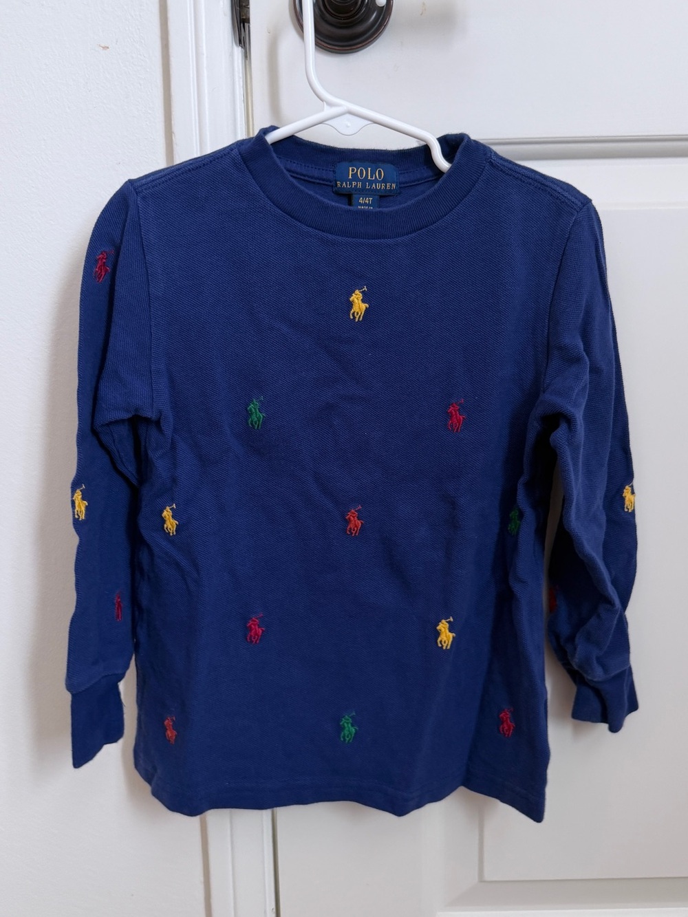 Polo by Ralph Lauren Navy Long-Sleeve Tee with Multicolor Embroidery